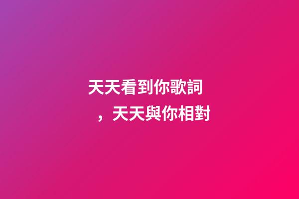 天天看到你歌詞，天天與你相對-第1張-觀點-玄機派